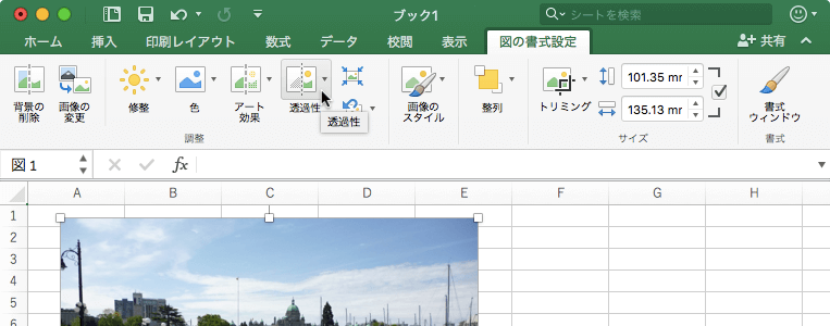 Excel 16 For Mac 選択した画像の透明度を変更するには